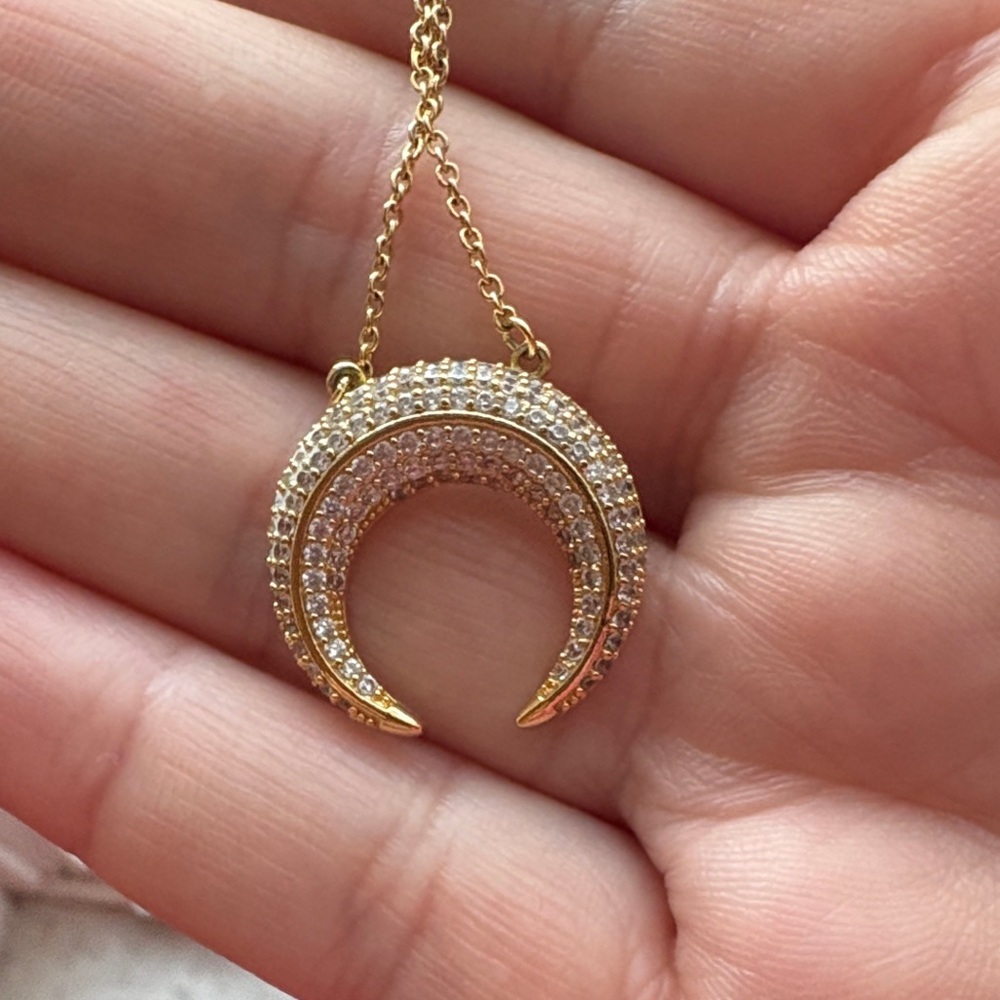 Uncommon James Gold, Studded Crescent Necklace